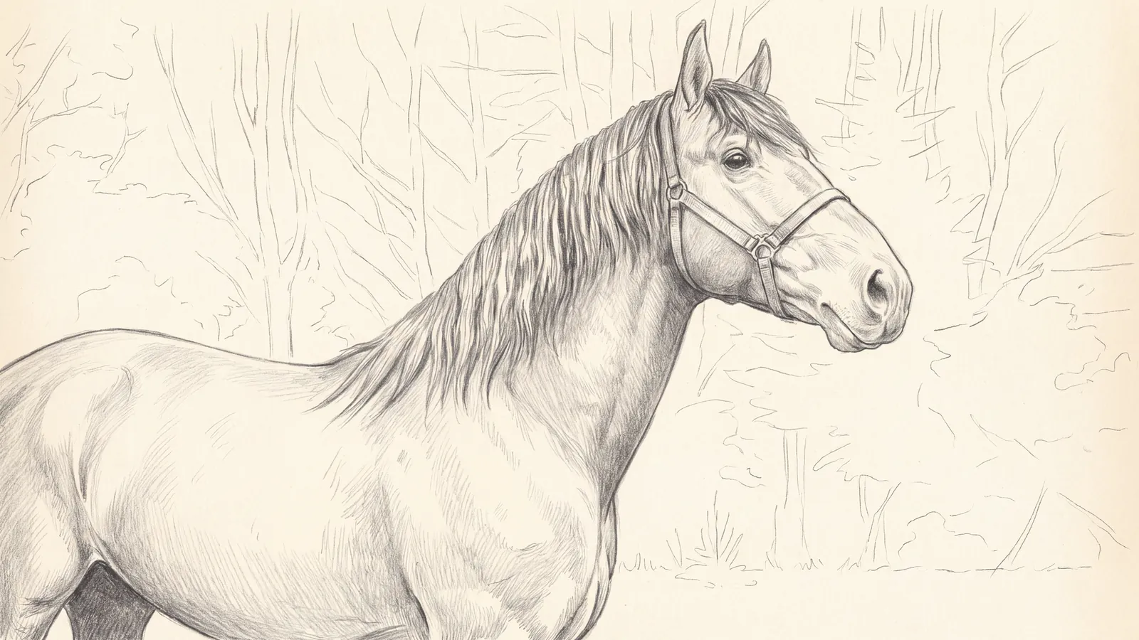 Dibujo a lápiz: caballos